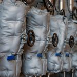 Removable insulation blankets fitted on steam valves and flanges.